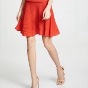 Loft Ann Taylor Womens Pleated Orange Mini Skirt Size 4